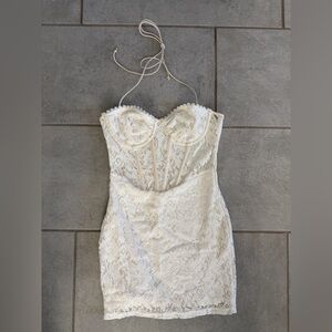 Elegant White ivory Lace Dress